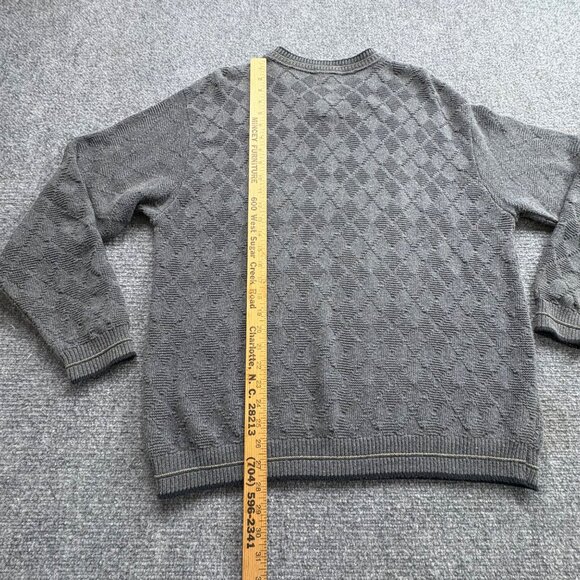 VTG Bill Blass Sweater Mens Grey L Embroidered Golf Bag V-Neck Pullover Knit USA - Picture 8 of 12